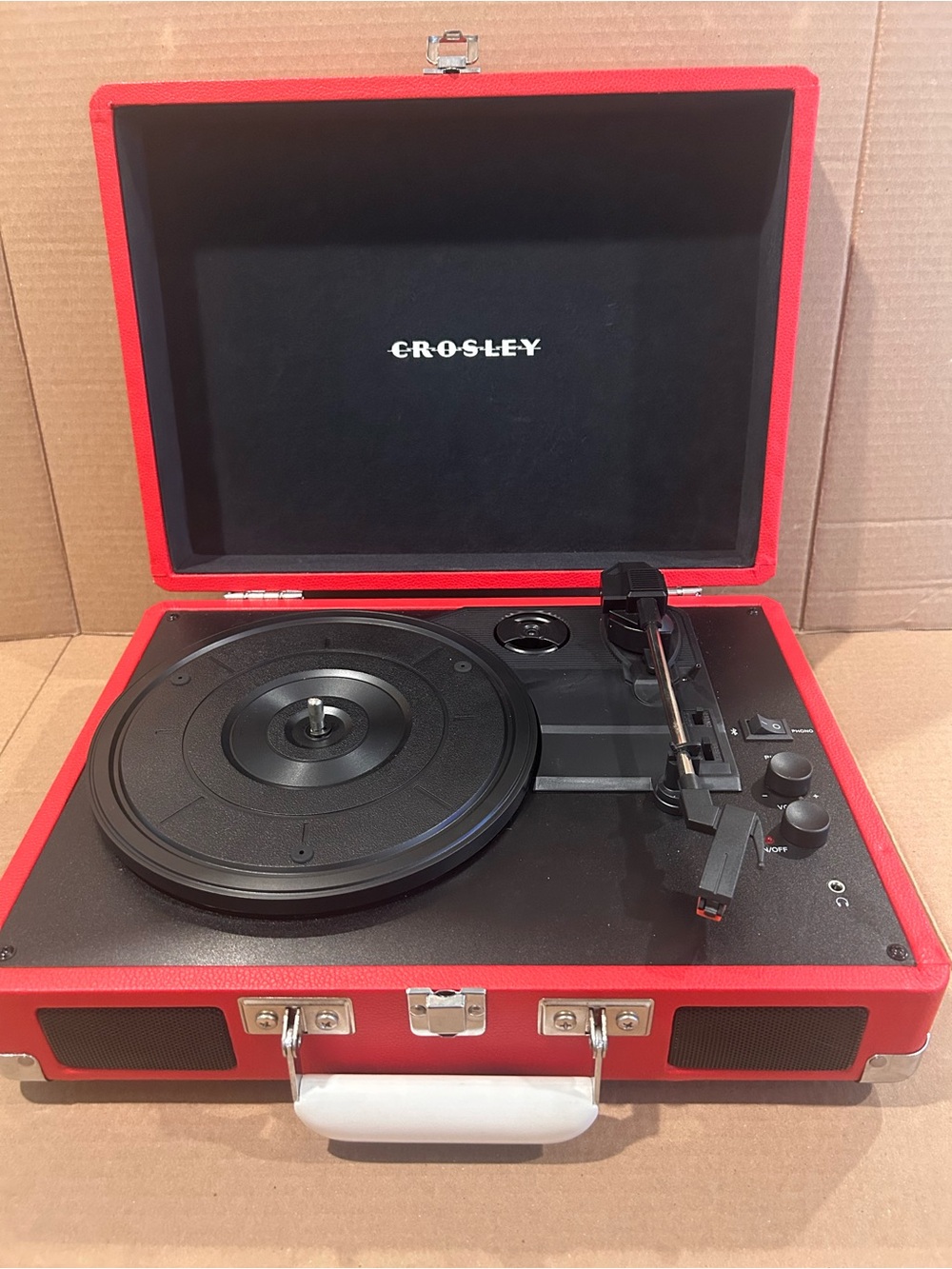 Crosley Red Portable Suitcase Turntable with Bluetooth and Built-in Speakers
